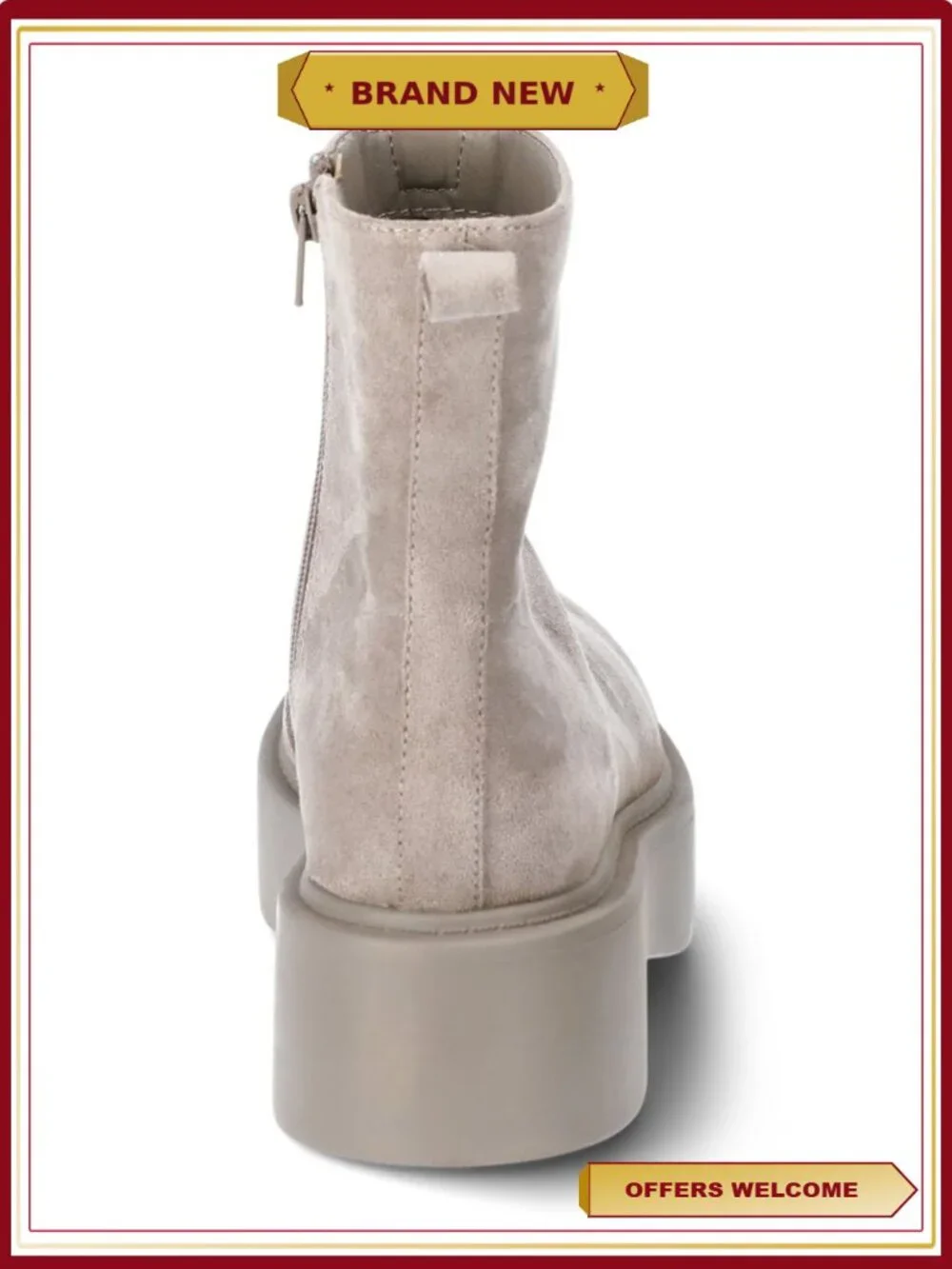 Women's Lug Sole Front Zip Ankle Boots Chunky Combat Style